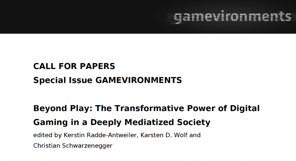 CfP Special Issue gamevironments